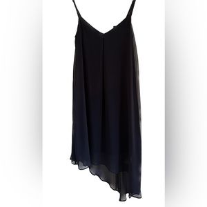 WHBM dress with adjustable straps and a breezy overlay with an angled hem.